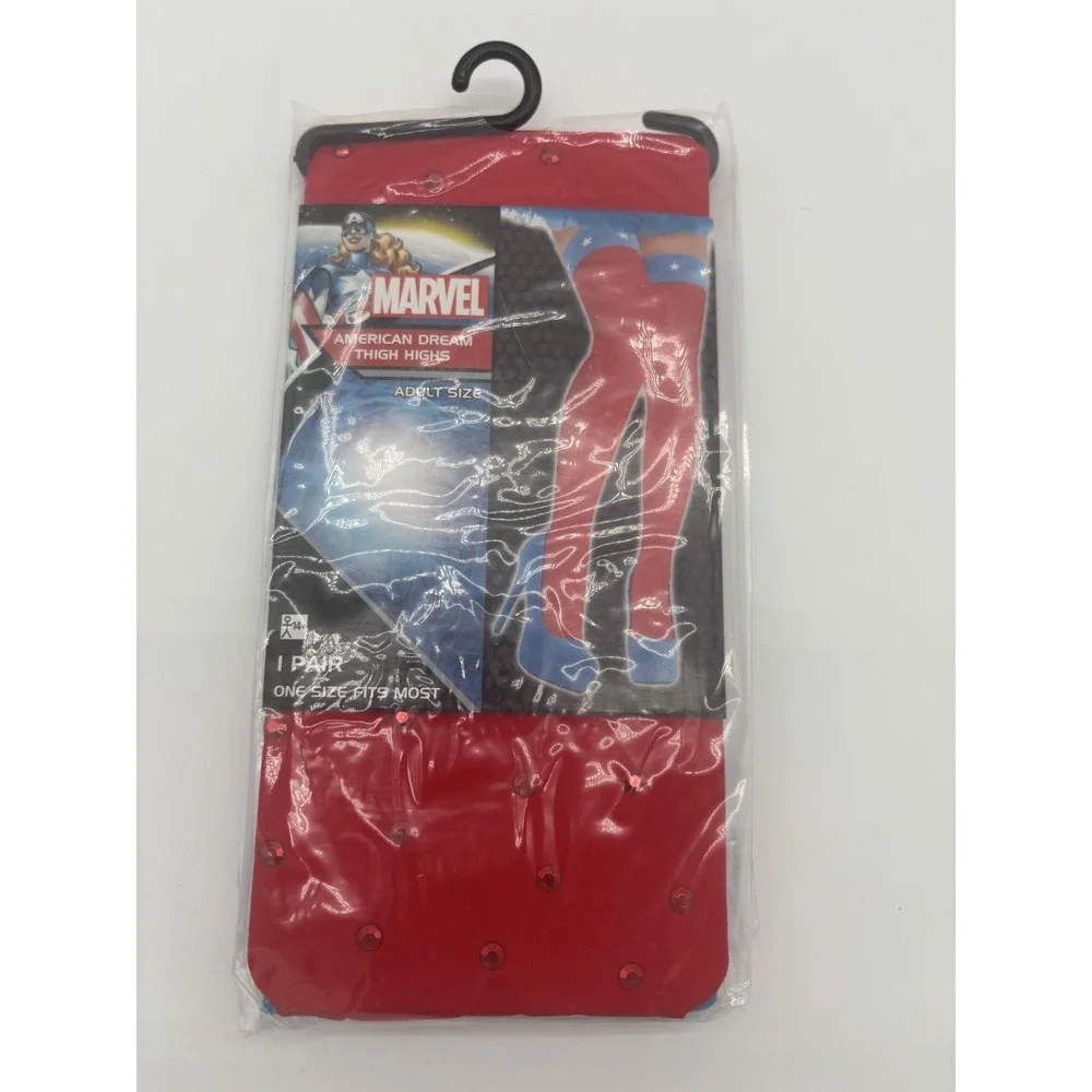Captain Marvel Thigh High Stockings One Size HALLOWEEN Costume Cosplay‎ Dress Up